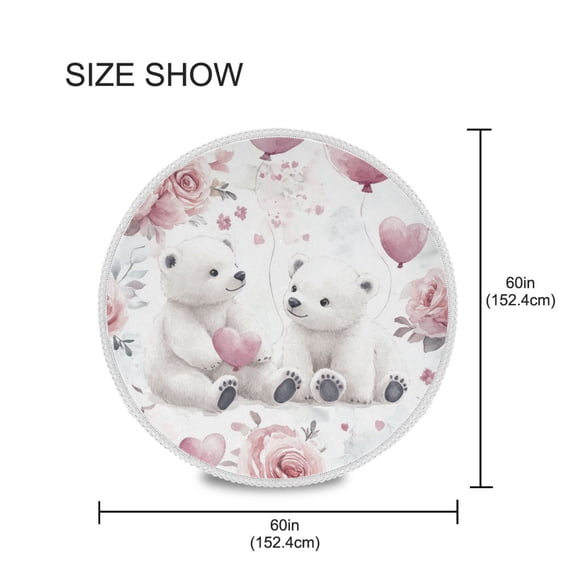 YAZAOO Round Tablecloth Watercolor Baby Polar Bears Pattern Tableclothes