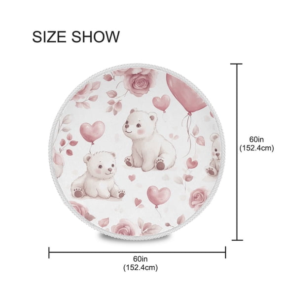 YAZAOO Round Tablecloth Cute Watercolor White Bears Pattern Tableclothes