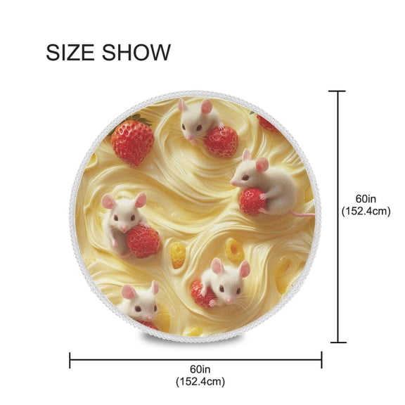 YAZAOO Round Tablecloth White Cut Mice Pattern Tableclothes