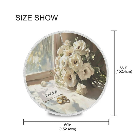 YAZAOO Round Tablecloth White Flowers Pattern Tableclothes