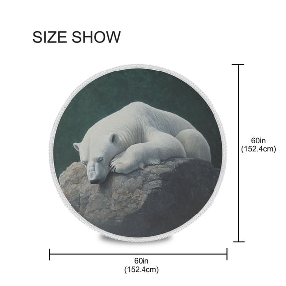 YAZAOO Round Tablecloth White Polar Bear Pattern Tableclothes