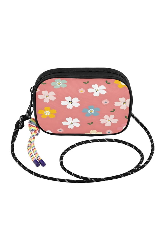 YAZAOO Sakura Flowers Pattern Print Mini Crossbody Phone Bag Adjustable Rope Strap Small Shoulder Purseone size
