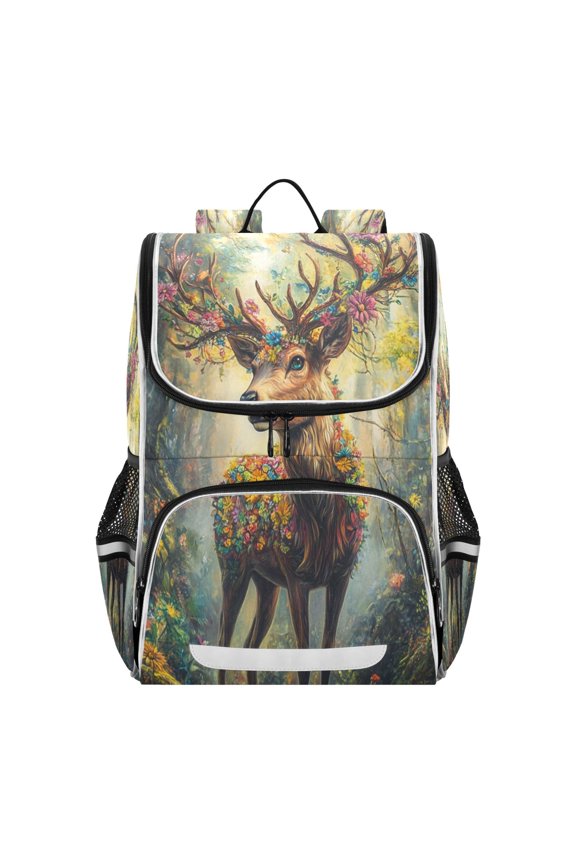 School Backpack Travel Bag Bookbags Bookbags Blooming Antlers Of Nature Pattern