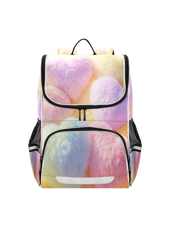 School Backpack Travel Bag Bookbags Bookbags Colorful Heart Pillows Pattern