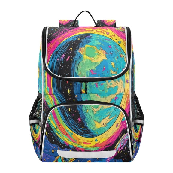 YAZAOO School Backpack Travel Bag Bookbags Bookbags Colorful Planet and Stars Pattern