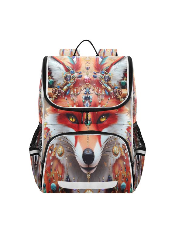School Backpack Travel Bag Bookbags Bookbags Glamorous Fox Pattern