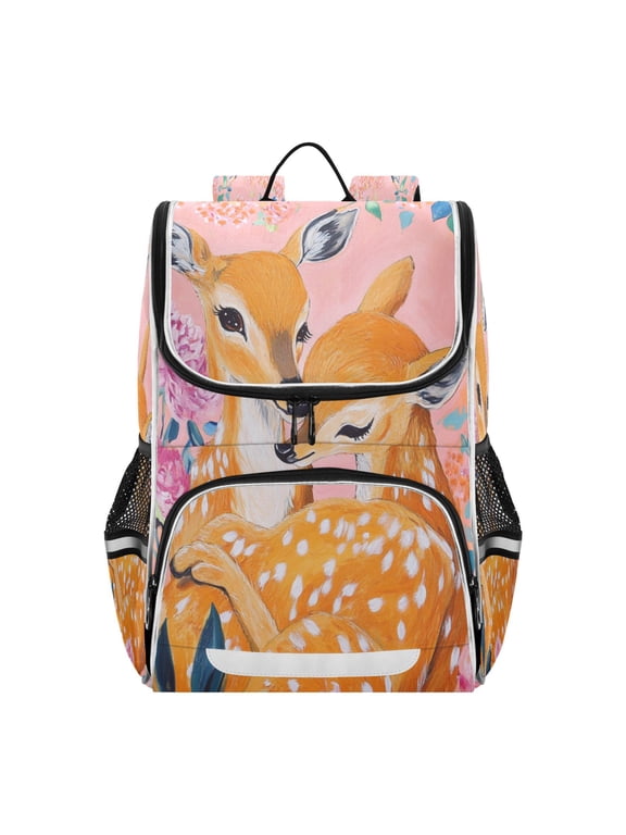 School Backpack Travel Bag Bookbags Bookbags Tender Fawn Embrace Pattern