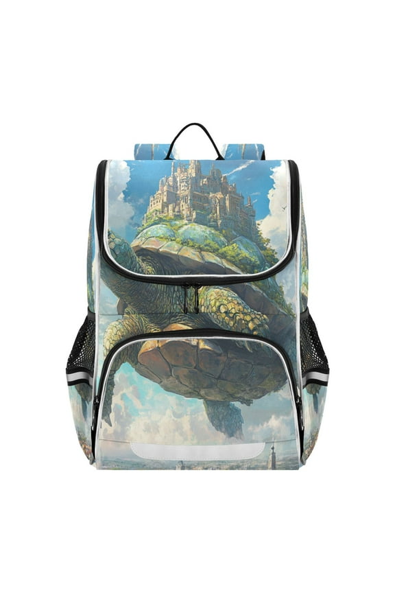 School Backpack Travel Bag Bookbags Bookbags Turtle Castle in The Sky Pattern