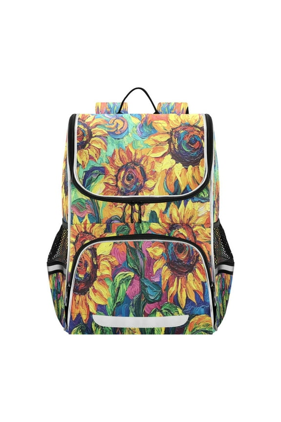 School Backpack Travel Bag Bookbags Bookbags Vibrant Sunflowers in Bloom Pattern