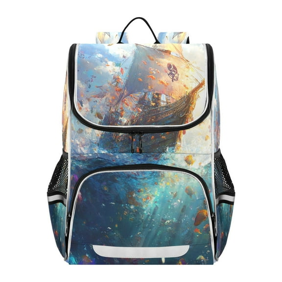 YAZAOO School Backpack Travel Bag Bookbags Bookbags Whimsical Pirate Dream Pattern