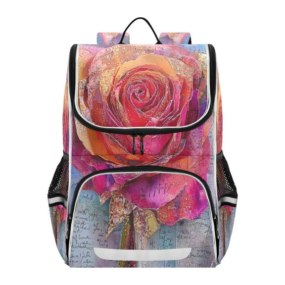 YAZAOO School Backpack Travel Bag Bookbags Bookbags Whimsical Rose Pattern