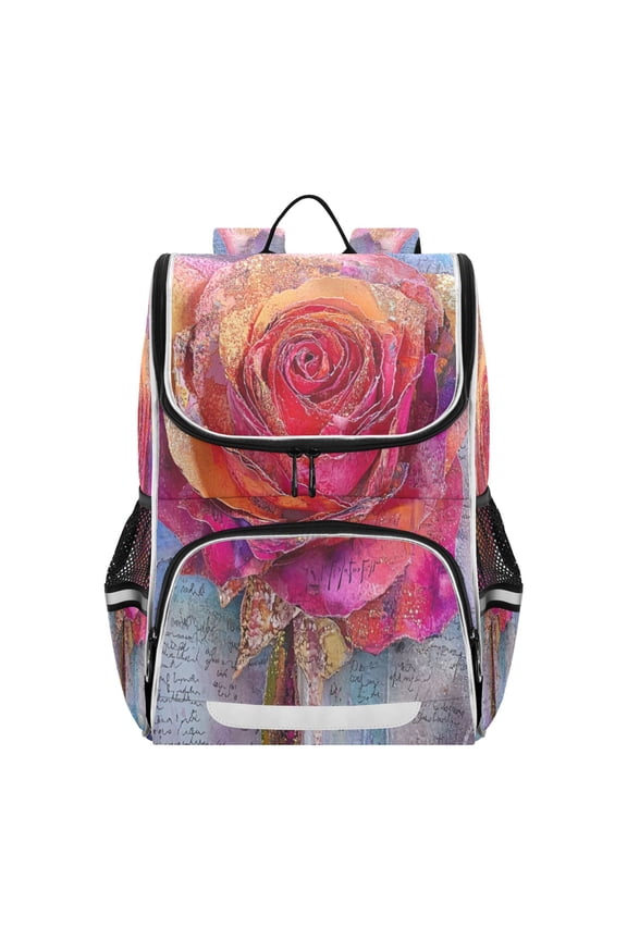 School Backpack Travel Bag Bookbags Bookbags Whimsical Rose Pattern