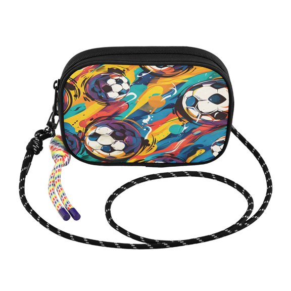 YAZAOO Soccer Ball Watercolor Paint Background Print Mini Crossbody Phone Bag Adjustable Rope Strap Small Shoulder Purseone size