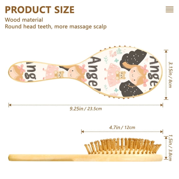 YAZAOO Soft Hair Brush Hair Comb Detangler Angel Holding Bear Pattern Smoothing Hair Care Beauty Gift