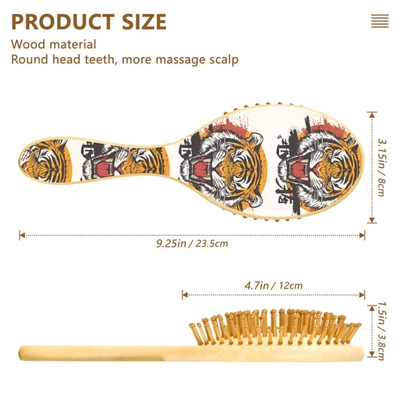 YAZAOO Soft Hair Brush Hair Comb Detangler Anger Tiger Pattern Smoothing Hair Care Beauty Gift