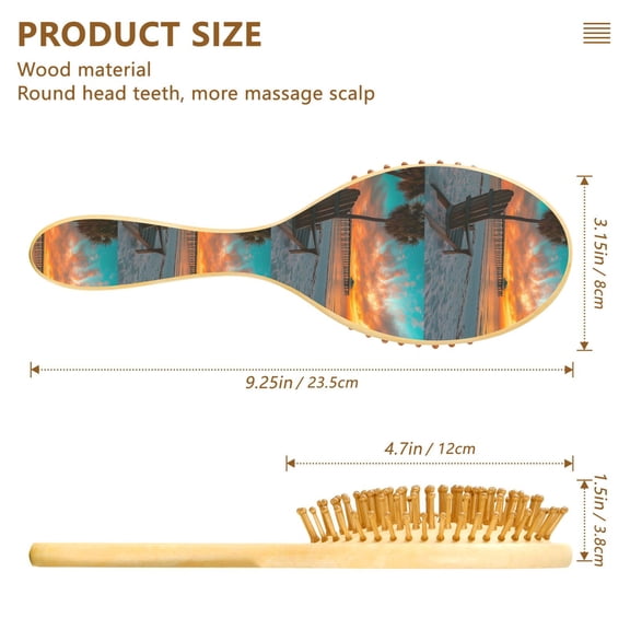 YAZAOO Soft Hair Brush Hair Comb Detangler Beach Sunset with Pier Smoothing Hair Care Beauty Gift