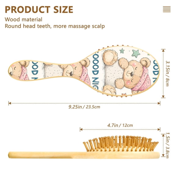 YAZAOO Soft Hair Brush Hair Comb Detangler Bear Sleeping Smoothing Hair Care Beauty Gift