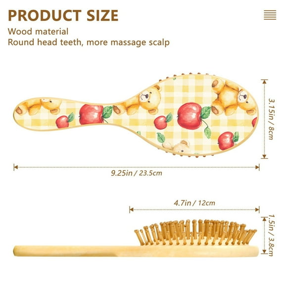 YAZAOO Soft Hair Brush Hair Comb Detangler Bears Apple Delight Smoothing Hair Care Beauty Gift