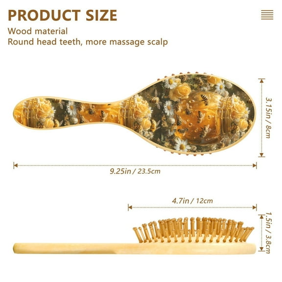 YAZAOO Soft Hair Brush Hair Comb Detangler Bee Take Honey Painting Smoothing Hair Care Beauty Gift