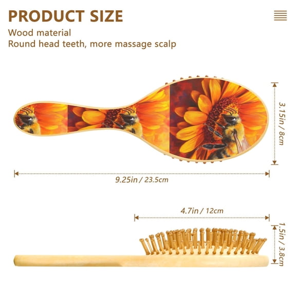 YAZAOO Soft Hair Brush Hair Comb Detangler Bee on Oran Smoothing Hair Care Beauty Gift