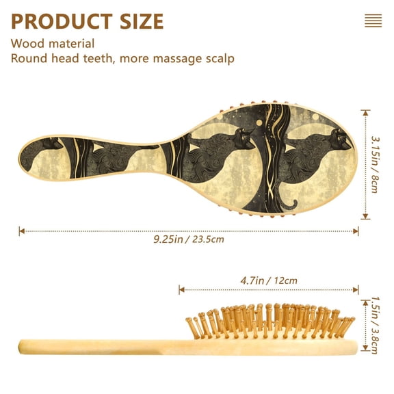 YAZAOO Soft Hair Brush Hair Comb Detangler Black Cat on Full Moon Smoothing Hair Care Beauty Gift