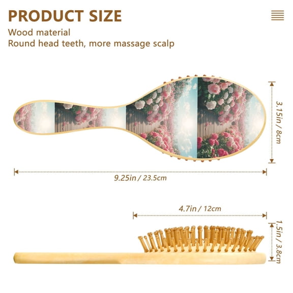 YAZAOO Soft Hair Brush Hair Comb Detangler Blooming Rose Garden Smoothing Hair Care Beauty Gift