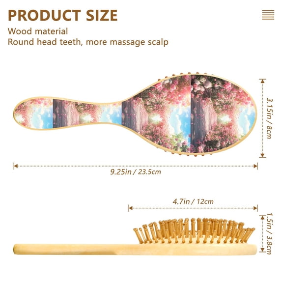 YAZAOO Soft Hair Brush Hair Comb Detangler Blooming Roses Smoothing Hair Care Beauty Gift