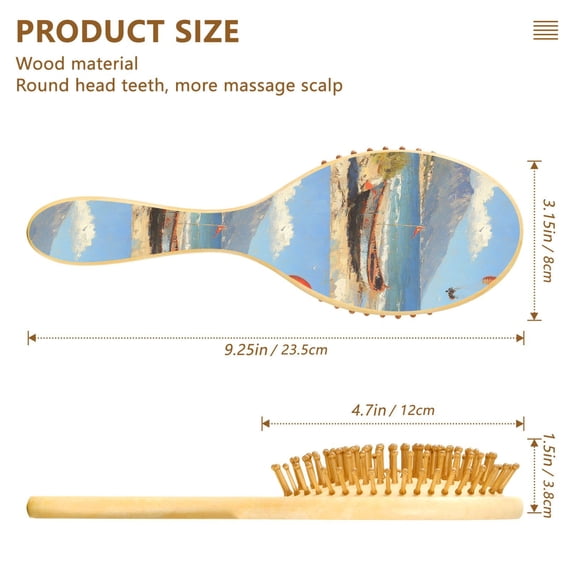 YAZAOO Soft Hair Brush Hair Comb Detangler Boats on The Beach Smoothing Hair Care Beauty Gift