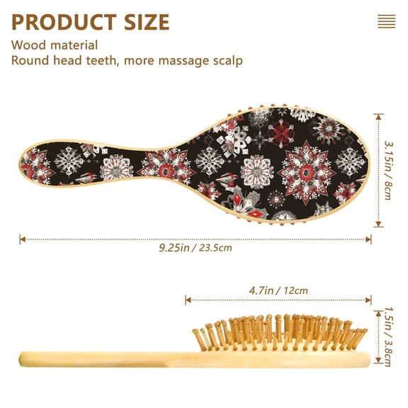 YAZAOO Soft Hair Brush Hair Comb Detangler Bold Red and Black Snowflakes Smoothing Hair Care Beauty Gift