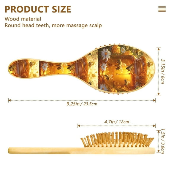 YAZAOO Soft Hair Brush Hair Comb Detangler Busy Bee Take Honey Smoothing Hair Care Beauty Gift