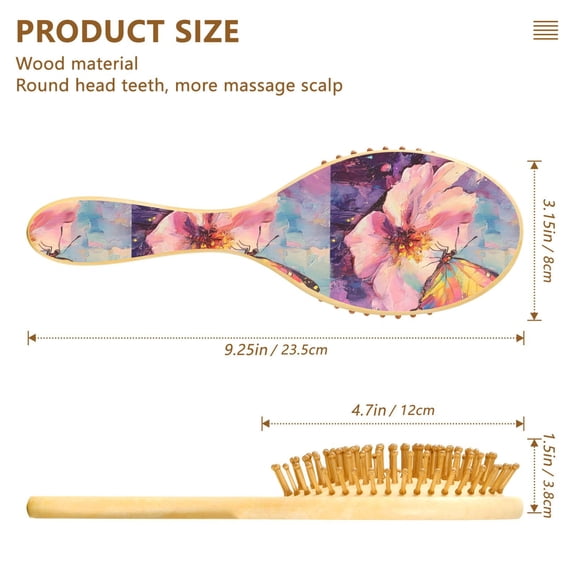 YAZAOO Soft Hair Brush Hair Comb Detangler Butterfly and Flower Painting Smoothing Hair Care Beauty Gift