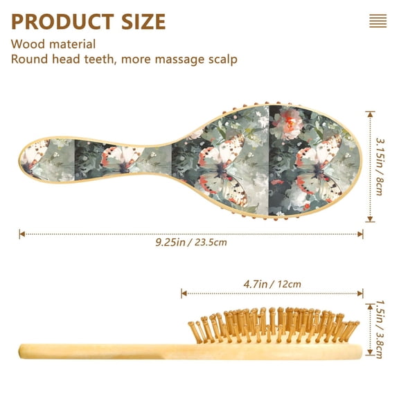 YAZAOO Soft Hair Brush Hair Comb Detangler Butterfly on Floral Smoothing Hair Care Beauty Gift