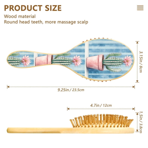 YAZAOO Soft Hair Brush Hair Comb Detangler Cactus Painting Smoothing Hair Care Beauty Gift