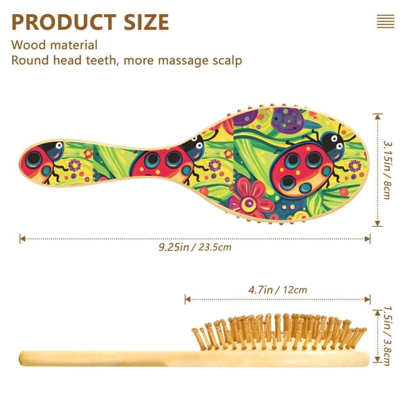YAZAOO Soft Hair Brush Hair Comb Detangler Cartoon Ladybug Smoothing Hair Care Beauty Gift