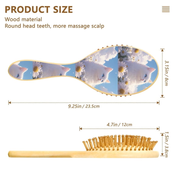 YAZAOO Soft Hair Brush Hair Comb Detangler Cat Among Daisies and Clouds Smoothing Hair Care Beauty Gift