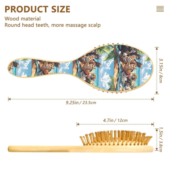 YAZAOO Soft Hair Brush Hair Comb Detangler Cats Beach Holiday Flowers Smoothing Hair Care Beauty Gift