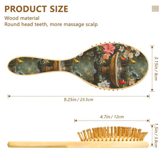 YAZAOO Soft Hair Brush Hair Comb Detangler Colorful Birds Pattern Smoothing Hair Care Beauty Gift