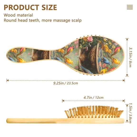 YAZAOO Soft Hair Brush Hair Comb Detangler Colorful Birds Smoothing Hair Care Beauty Gift