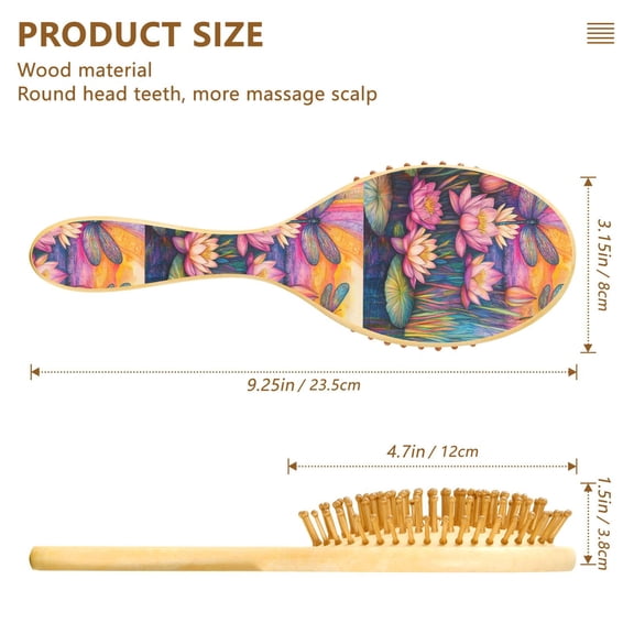 YAZAOO Soft Hair Brush Hair Comb Detangler Colorful Dragonflies Painting Smoothing Hair Care Beauty Gift