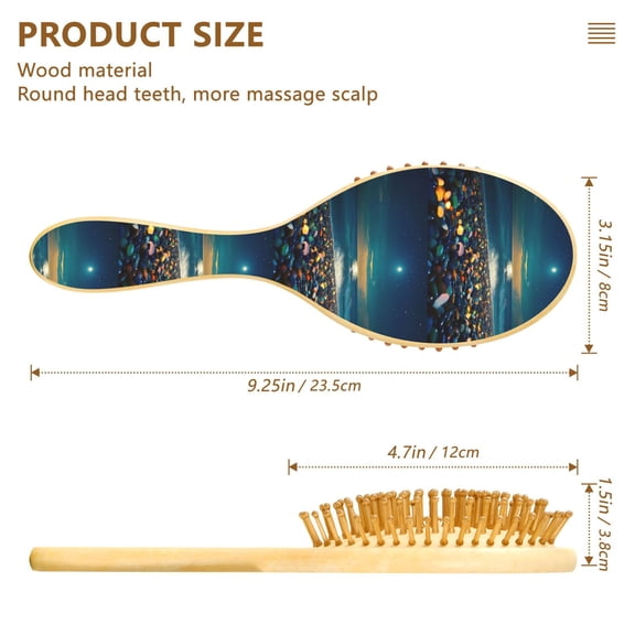 YAZAOO Soft Hair Brush Hair Comb Detangler Colorful Stones on Moonlit Beach Smoothing Hair Care Beauty Gift
