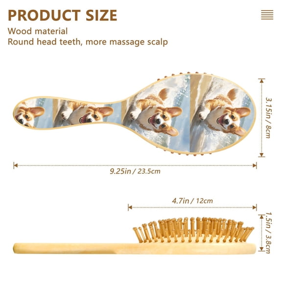 YAZAOO Soft Hair Brush Hair Comb Detangler Corgi on Beach Smoothing Hair Care Beauty Gift