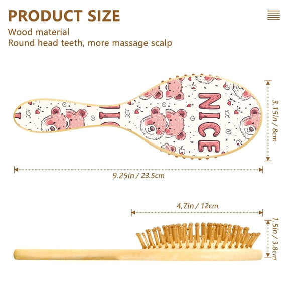 YAZAOO Soft Hair Brush Hair Comb Detangler Cute Bear Stylized Pattern Smoothing Hair Care Beauty Gift