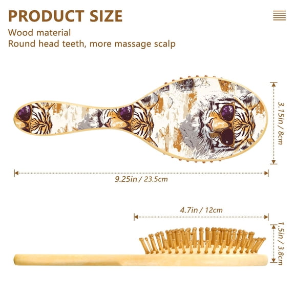 YAZAOO Soft Hair Brush Hair Comb Detangler Design Tigers Wearing Sunglass Smoothing Hair Care Beauty Gift