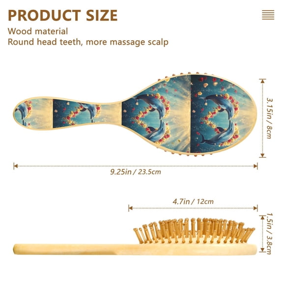 YAZAOO Soft Hair Brush Hair Comb Detangler Dolphins Heart Roses Smoothing Hair Care Beauty Gift