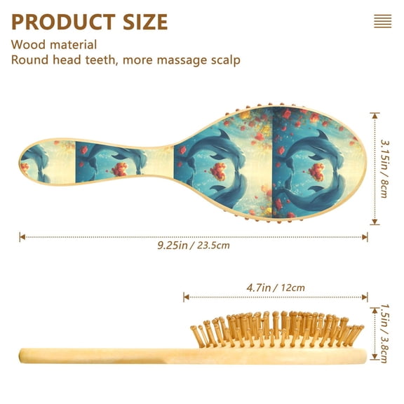 YAZAOO Soft Hair Brush Hair Comb Detangler Dolphins Roses Heart Smoothing Hair Care Beauty Gift