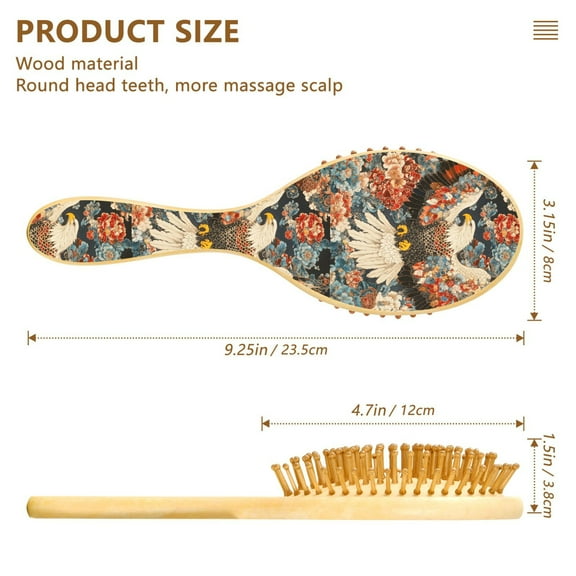 YAZAOO Soft Hair Brush Hair Comb Detangler Eagless Floral Art Smoothing Hair Care Beauty Gift