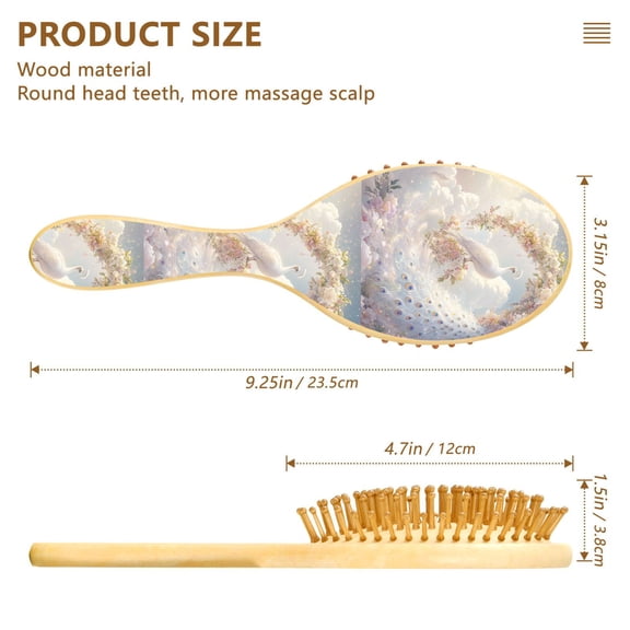 YAZAOO Soft Hair Brush Hair Comb Detangler Fantasy White Peacock Smoothing Hair Care Beauty Gift