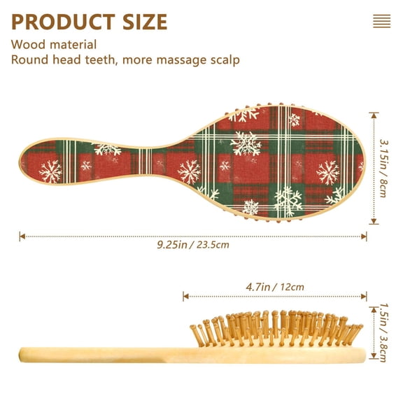 YAZAOO Soft Hair Brush Hair Comb Detangler Festive Plaid Snowflakes Smoothing Hair Care Beauty Gift