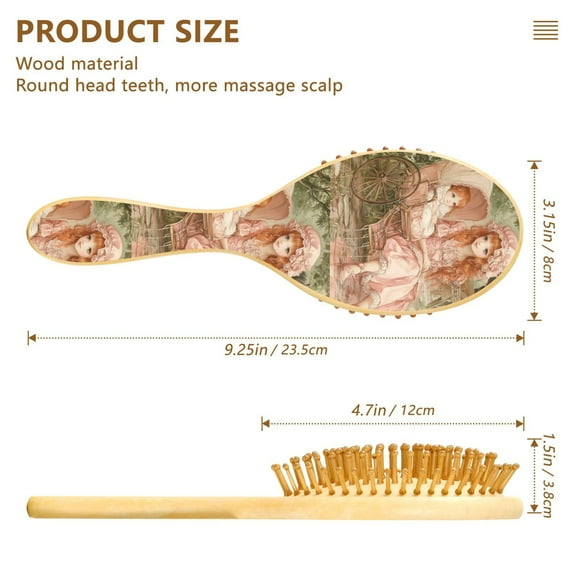 YAZAOO Soft Hair Brush Hair Comb Detangler Girl and Baby in Carriage Smoothing Hair Care Beauty Gift