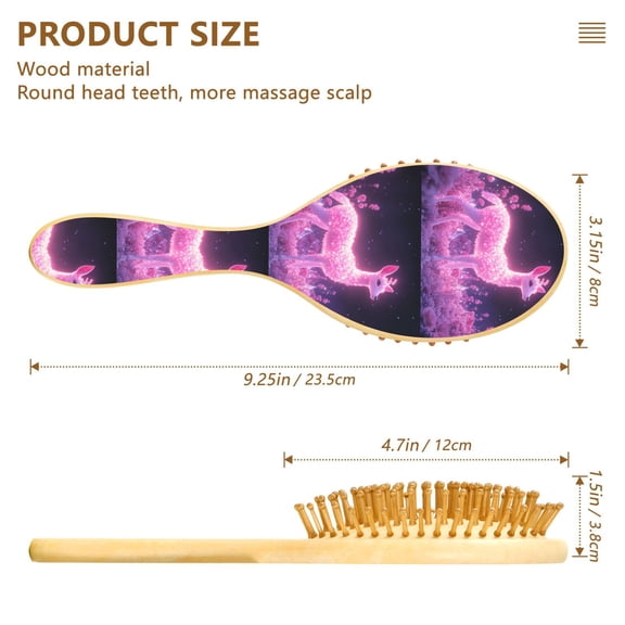 YAZAOO Soft Hair Brush Hair Comb Detangler Glowing Deer in Pink Forest Smoothing Hair Care Beauty Gift
